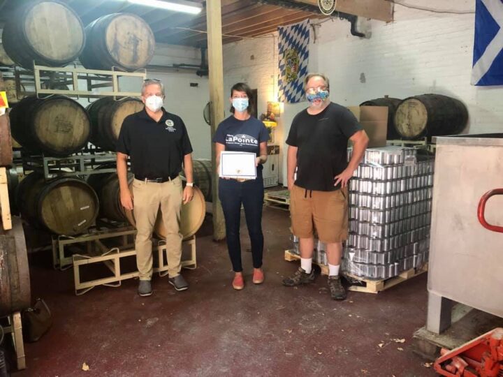 Small Business Award Presented with Sen. Martwick to Lake Effect Brewing